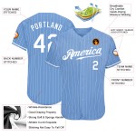 Benutzerdefinierte hellblau weiß Nadelstreifen weiß authentische Baseball Jersey Benutzerdefinierte hellblau weiß Nadelstreifen weiß authentische Baseball Jersey