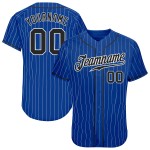 Benutzerdefinierte Royal White Pinstripe Schwarz-Weiß Authentic Baseball Jersey Benutzerdefinierte Royal White Pinstripe Schwarz-Weiß Authentic Baseball Jersey