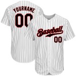 Benutzerdefiniertes weißes schwarzes Nadelstreifen-schwarz-rotes authentisches Baseball-Trikot Benutzerdefiniertes weißes schwarzes Nadelstreifen-schwarz-rotes authentisches Baseball-Trikot