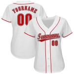 Benutzerdefiniertes weiß-rot-schwarzes Baseballtrikot Benutzerdefiniertes weiß-rot-schwarzes Baseballtrikot