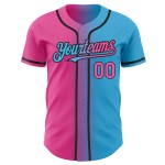 Benutzerdefinierte Himmelblau Pink-Schwarz Authentic Gradient Fashion Baseball Jersey Benutzerdefinierte Himmelblau Pink-Schwarz Authentic Gradient Fashion Baseball Jersey