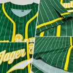 Benutzerdefiniertes authentisches Baseballtrikot mit grünen und weißen Nadelstreifen in Weiß und Gold Benutzerdefiniertes authentisches Baseballtrikot mit grünen und weißen Nadelstreifen in Weiß und Gold