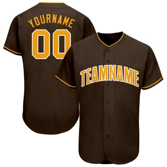 Individuelles braun-gold-weißes Baseball-Trikot Individuelles braun-gold-weißes Baseball-Trikot