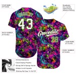 Benutzerdefinierte Graffiti Muster Weiß-Neon Grün 3D Authentic Baseball Jersey Benutzerdefinierte Graffiti Muster Weiß-Neon Grün 3D Authentic Baseball Jersey