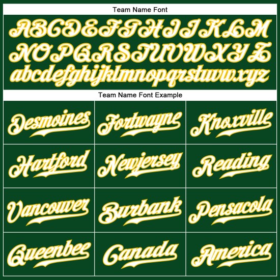 Benutzerdefiniertes authentisches Baseballtrikot mit grünen und weißen Nadelstreifen in Weiß und Gold Benutzerdefiniertes authentisches Baseballtrikot mit grünen und weißen Nadelstreifen in Weiß und Gold