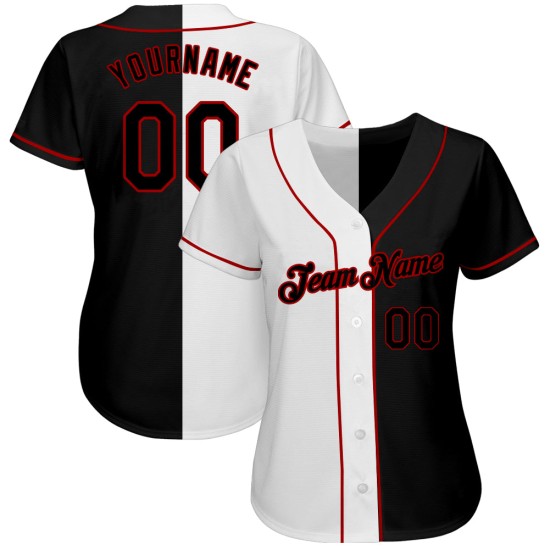 Benutzerdefiniertes Weiß-Schwarz-Rot Authentic Split Fashion Baseball Jersey Benutzerdefiniertes Weiß-Schwarz-Rot Authentic Split Fashion Baseball Jersey