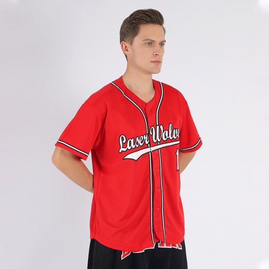 Benutzerdefiniertes rot-weiß-schwarzes Baseballtrikot Benutzerdefiniertes rot-weiß-schwarzes Baseballtrikot