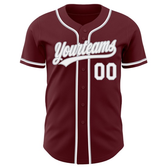 Benutzerdefinierte Burgund Weiß-Grau Authentic Baseball Jersey Benutzerdefinierte Burgund Weiß-Grau Authentic Baseball Jersey