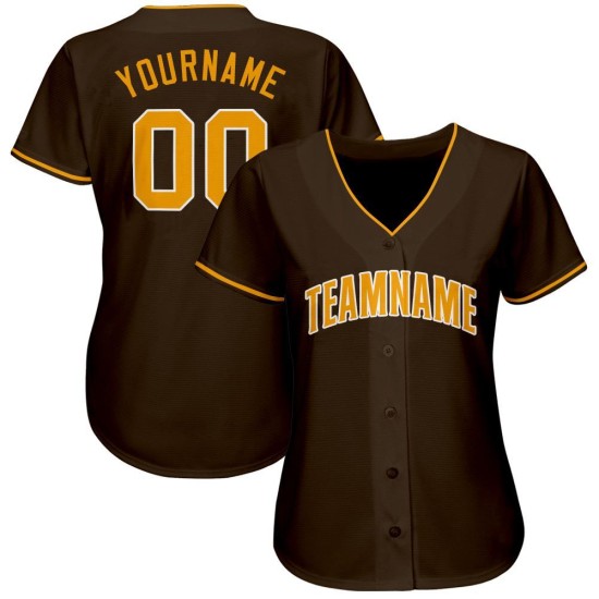 Individuelles braun-gold-weißes Baseball-Trikot Individuelles braun-gold-weißes Baseball-Trikot