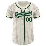 Benutzerdefinierte Creme Grau Nadelstreifen Grün Authentic Baseball Jersey Benutzerdefinierte Creme Grau Nadelstreifen Grün Authentic Baseball Jersey