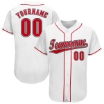 Benutzerdefiniertes weiß-rot-schwarzes Baseballtrikot Benutzerdefiniertes weiß-rot-schwarzes Baseballtrikot