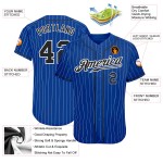 Benutzerdefinierte Royal White Pinstripe Schwarz-Weiß Authentic Baseball Jersey Benutzerdefinierte Royal White Pinstripe Schwarz-Weiß Authentic Baseball Jersey