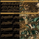 Benutzerdefiniertes 3D-Musterdesign Goldene und grüne tropische Blätter im Stil von Dschungel und Hawaii Authentisches Baseball-Trikot Benutzerdefiniertes 3D-Musterdesign Goldene und grüne tropische Blätter im Stil von Dschungel und Hawaii Authentisches Baseball-Trikot