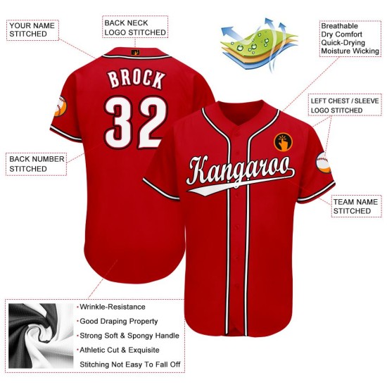 Benutzerdefiniertes rot-weiß-schwarzes Baseballtrikot Benutzerdefiniertes rot-weiß-schwarzes Baseballtrikot