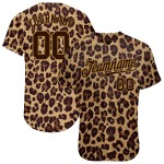 Benutzerdefinierte Braun Braun-Altgold 3D Muster Design Leopard Authentic Baseball Jersey Benutzerdefinierte Braun Braun-Altgold 3D Muster Design Leopard Authentic Baseball Jersey