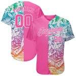 Benutzerdefiniertes 3D-Musterdesign Tropische Palmblätter Authentisches Baseball-Trikot Benutzerdefiniertes 3D-Musterdesign Tropische Palmblätter Authentisches Baseball-Trikot