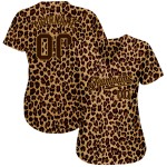 Benutzerdefinierte Braun Braun-Altgold 3D Muster Design Leopard Authentic Baseball Jersey Benutzerdefinierte Braun Braun-Altgold 3D Muster Design Leopard Authentic Baseball Jersey