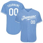 Benutzerdefinierte hellblau weiß Nadelstreifen weiß authentische Baseball Jersey Benutzerdefinierte hellblau weiß Nadelstreifen weiß authentische Baseball Jersey