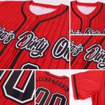 Benutzerdefinierte rot schwarz Nadelstreifen schwarz-weiß authentische Baseball Jersey Benutzerdefinierte rot schwarz Nadelstreifen schwarz-weiß authentische Baseball Jersey