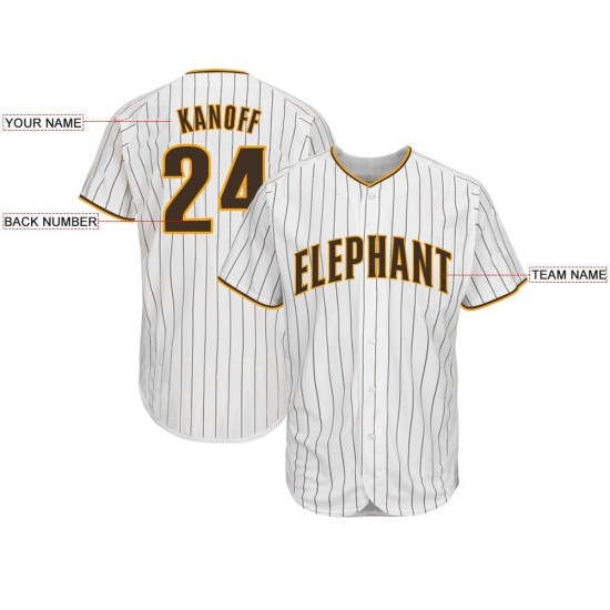 Benutzerdefinierte weiß braun Nadelstreifen braun-gold Baseball Jersey Benutzerdefinierte weiß braun Nadelstreifen braun-gold Baseball Jersey