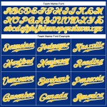 Benutzerdefinierte Royal Weiß Nadelstreifen Gold-Weiß Authentic Baseball Jersey Benutzerdefinierte Royal Weiß Nadelstreifen Gold-Weiß Authentic Baseball Jersey