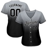 Benutzerdefinierte grau schwarz-weiß authentische verblasst Mode Baseball Jersey Benutzerdefinierte grau schwarz-weiß authentische verblasst Mode Baseball Jersey