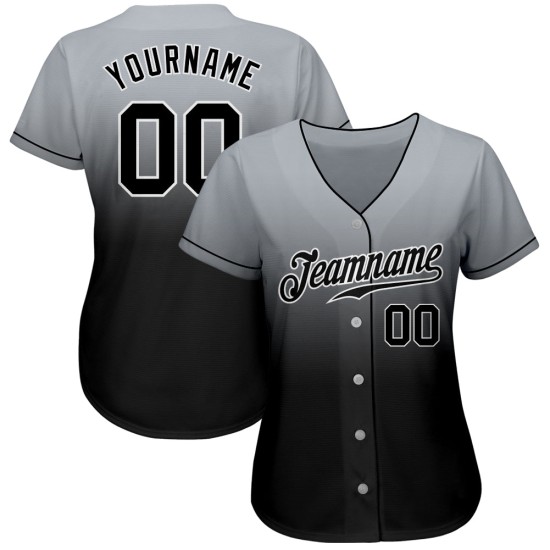 Benutzerdefinierte grau schwarz-weiß authentische verblasst Mode Baseball Jersey Benutzerdefinierte grau schwarz-weiß authentische verblasst Mode Baseball Jersey