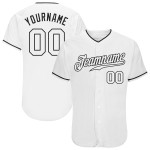 Benutzerdefiniertes weißes, weiß-schwarzes authentisches Baseball-Trikot Benutzerdefiniertes weißes, weiß-schwarzes authentisches Baseball-Trikot