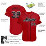 Benutzerdefinierte rot schwarz Nadelstreifen schwarz-weiß authentische Baseball Jersey Benutzerdefinierte rot schwarz Nadelstreifen schwarz-weiß authentische Baseball Jersey