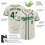 Benutzerdefinierte Creme Grau Nadelstreifen Grün Authentic Baseball Jersey Benutzerdefinierte Creme Grau Nadelstreifen Grün Authentic Baseball Jersey