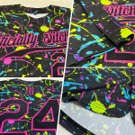 Benutzerdefinierte Graffiti Muster Schwarz-Rosa 3D Neon Splatter Authentic Baseball Jersey Benutzerdefinierte Graffiti Muster Schwarz-Rosa 3D Neon Splatter Authentic Baseball Jersey