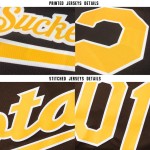 Individuelles braun-gold-weißes Baseball-Trikot Individuelles braun-gold-weißes Baseball-Trikot