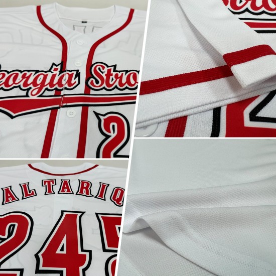 Benutzerdefiniertes weiß-rot-schwarzes Baseballtrikot Benutzerdefiniertes weiß-rot-schwarzes Baseballtrikot