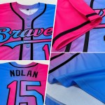 Benutzerdefinierte Himmelblau Pink-Schwarz Authentic Gradient Fashion Baseball Jersey Benutzerdefinierte Himmelblau Pink-Schwarz Authentic Gradient Fashion Baseball Jersey