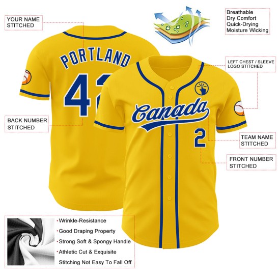 Benutzerdefiniertes authentisches gelbes und weißes Baseball-Trikot Benutzerdefiniertes authentisches gelbes und weißes Baseball-Trikot