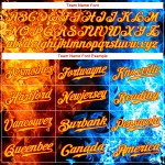 Benutzerdefiniertes Rotgold-3D-Musterdesign Flammen-authentisches Baseball-Trikot Benutzerdefiniertes Rotgold-3D-Musterdesign Flammen-authentisches Baseball-Trikot