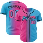 Benutzerdefinierte Himmelblau Pink-Schwarz Authentic Gradient Fashion Baseball Jersey Benutzerdefinierte Himmelblau Pink-Schwarz Authentic Gradient Fashion Baseball Jersey