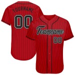 Benutzerdefinierte rot schwarz Nadelstreifen schwarz-weiß authentische Baseball Jersey Benutzerdefinierte rot schwarz Nadelstreifen schwarz-weiß authentische Baseball Jersey
