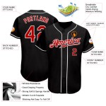 Benutzerdefiniertes authentisches schwarz-rot-weißes Baseballtrikot Benutzerdefiniertes authentisches schwarz-rot-weißes Baseballtrikot