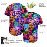 Benutzerdefiniertes weißes lila-weißes 3D-Musterdesign Hawaii-Palmen authentisches Baseball-Trikot Benutzerdefiniertes weißes lila-weißes 3D-Musterdesign Hawaii-Palmen authentisches Baseball-Trikot