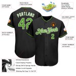 Benutzerdefiniertes authentisches Baseball-Trikot in Schwarz-Neongrün-Weiß Benutzerdefiniertes authentisches Baseball-Trikot in Schwarz-Neongrün-Weiß