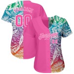 Benutzerdefiniertes 3D-Musterdesign Tropische Palmblätter Authentisches Baseball-Trikot Benutzerdefiniertes 3D-Musterdesign Tropische Palmblätter Authentisches Baseball-Trikot