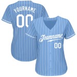 Benutzerdefinierte hellblau weiß Nadelstreifen weiß authentische Baseball Jersey Benutzerdefinierte hellblau weiß Nadelstreifen weiß authentische Baseball Jersey