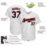 Benutzerdefiniertes weißes schwarzes Nadelstreifen-schwarz-rotes authentisches Baseball-Trikot Benutzerdefiniertes weißes schwarzes Nadelstreifen-schwarz-rotes authentisches Baseball-Trikot