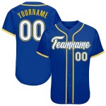 Benutzerdefiniertes authentisches Royal-Weiß-Gold-Baseballtrikot Benutzerdefiniertes authentisches Royal-Weiß-Gold-Baseballtrikot