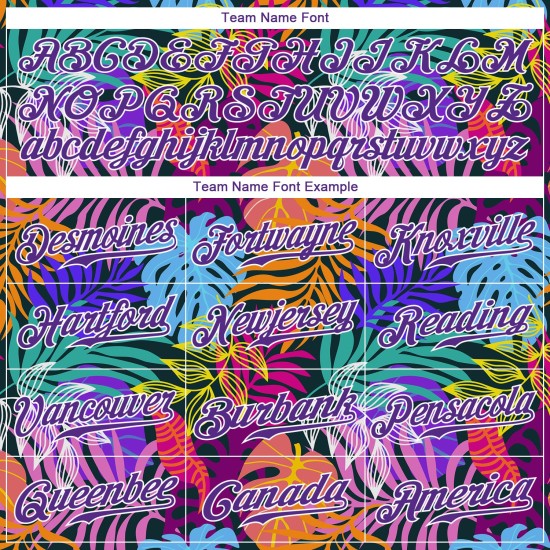 Benutzerdefiniertes weißes lila-weißes 3D-Musterdesign Hawaii-Palmen authentisches Baseball-Trikot Benutzerdefiniertes weißes lila-weißes 3D-Musterdesign Hawaii-Palmen authentisches Baseball-Trikot