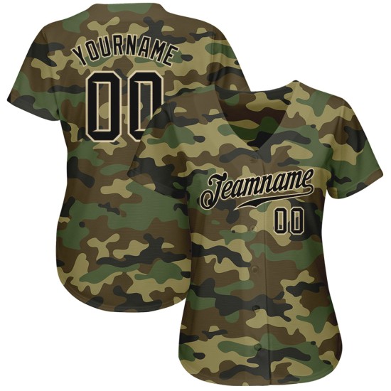 Benutzerdefiniertes authentisches Salute To Service Baseball-Trikot in Camo-Schwarz-City-Creme Benutzerdefiniertes authentisches Salute To Service Baseball-Trikot in Camo-Schwarz-City-Creme