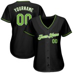 Benutzerdefiniertes authentisches Baseball-Trikot in Schwarz-Neongrün-Weiß Benutzerdefiniertes authentisches Baseball-Trikot in Schwarz-Neongrün-Weiß