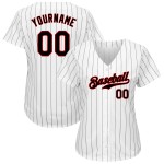 Benutzerdefiniertes weißes schwarzes Nadelstreifen-schwarz-rotes authentisches Baseball-Trikot Benutzerdefiniertes weißes schwarzes Nadelstreifen-schwarz-rotes authentisches Baseball-Trikot