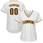 Benutzerdefinierte weiß braun Nadelstreifen braun-gold Baseball Jersey Benutzerdefinierte weiß braun Nadelstreifen braun-gold Baseball Jersey